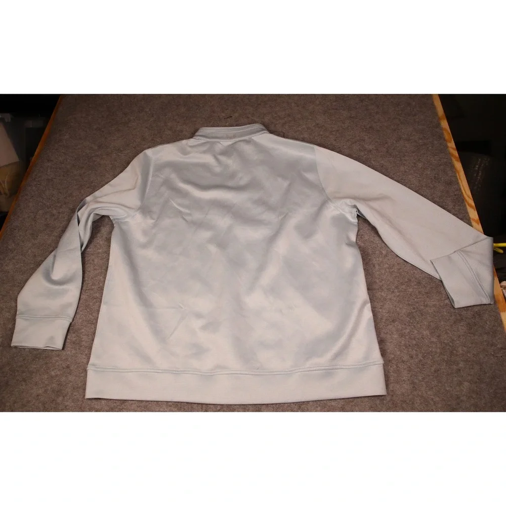 Hickey Freeman Mens XL Blue Micro Stripe Quarter Zip Pullover Golf Sweater